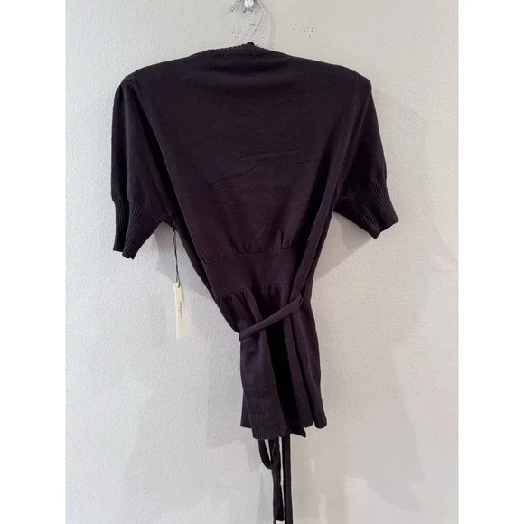 Vertigo Paris Ballet Wrap Sweater Medium Balletcore Classic NEW Chocolate Brown - Picture 6 of 9